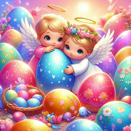 Diamond Painting - Full Round - Angel and Easter Egg (30*30CM)