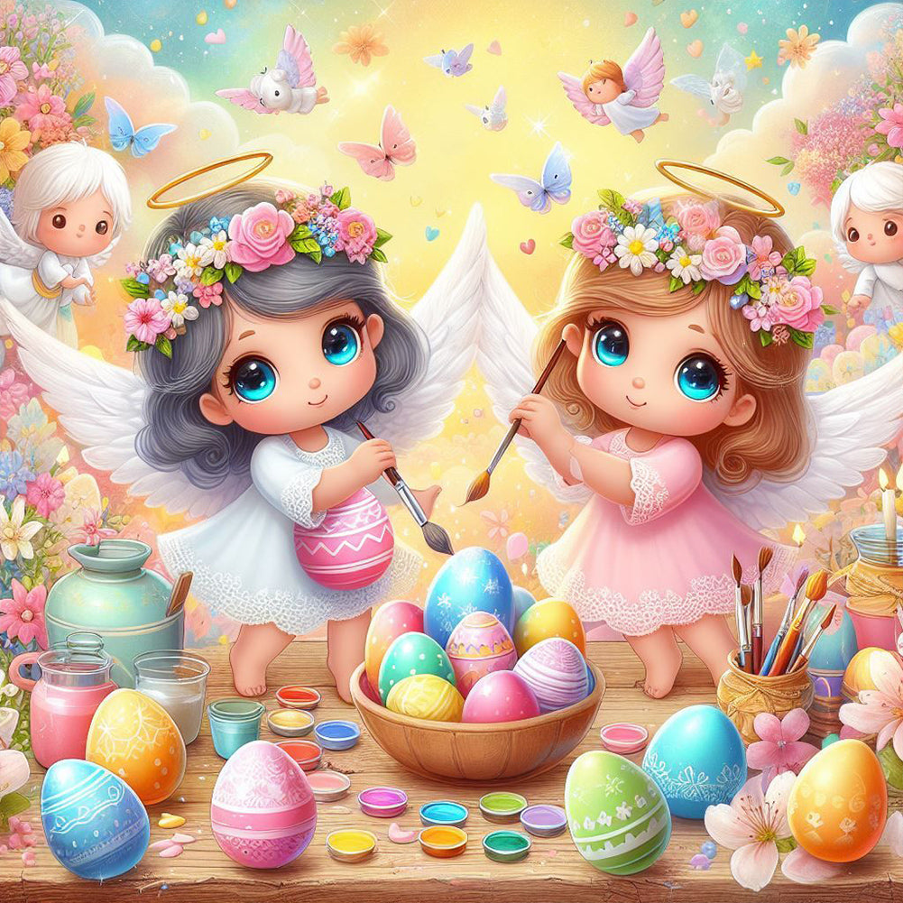 Diamond Painting - Full Round - Angel and Easter Egg (30*30CM)