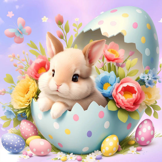 Diamond Painting - Full Round - rabbit in easter egg (30*30CM)