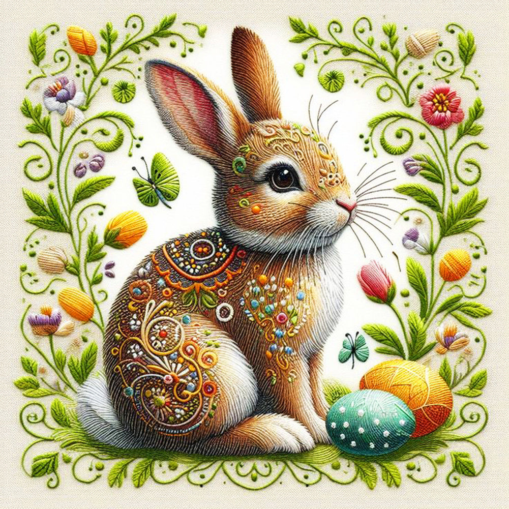 Diamond Painting - Full Round - Embroidery Easter Egg Rabbit (30*30CM)