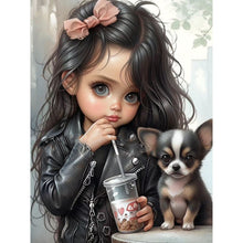 Load image into Gallery viewer, Diamond Painting - Full Round - girl and chihuahua (30*40CM)
