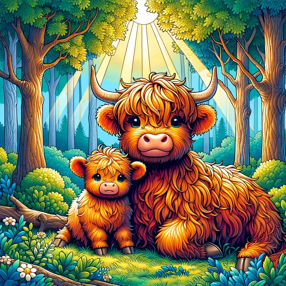 Diamond Painting - Full Round - Cartoon highland yak (30*30CM)