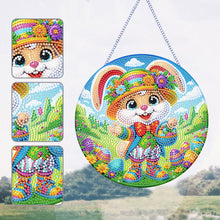 Load image into Gallery viewer, Easter Rabbit Diamond Painting Hanging Pendant for Wall Decor (Rabbit in Hat)

