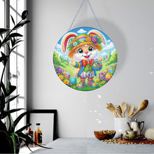 Load image into Gallery viewer, Easter Rabbit Diamond Painting Hanging Pendant for Wall Decor (Rabbit in Hat)
