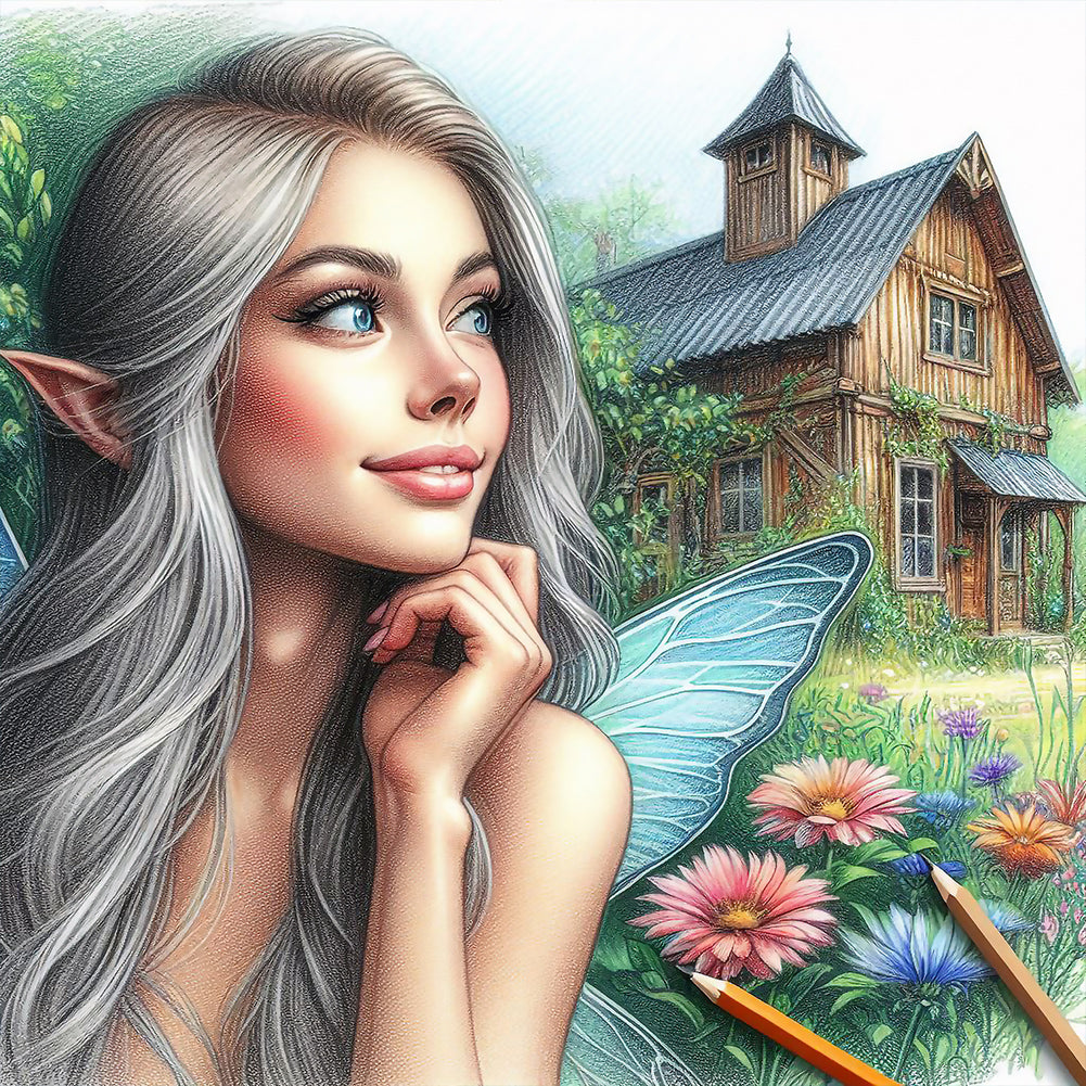 Diamond Painting - Full Round - Garden Butterfly Fairy (30*30CM)