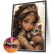 Load image into Gallery viewer, Diamond Painting - Full Round - girl and kitten (40*50CM)
