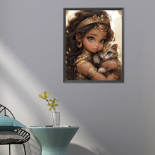 Load image into Gallery viewer, Diamond Painting - Full Round - girl and kitten (40*50CM)
