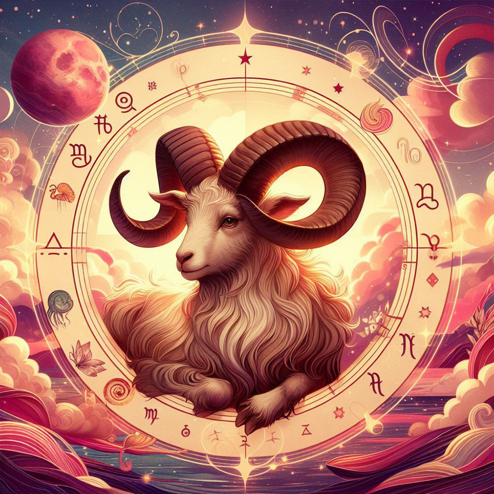 Diamond Painting - Full Round - Twelve zodiac signs-Aries (30*30CM)