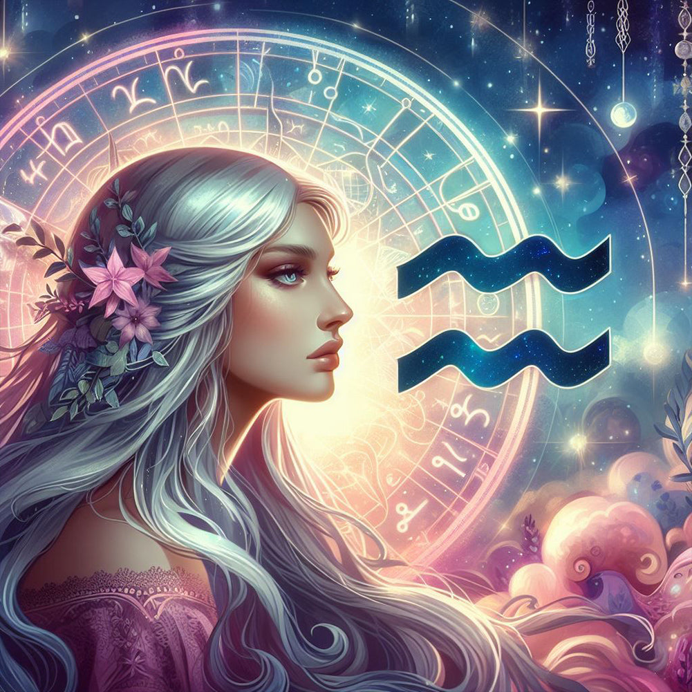 Diamond Painting - Full Round - Twelve zodiac signs-Aquarius (30*30CM)