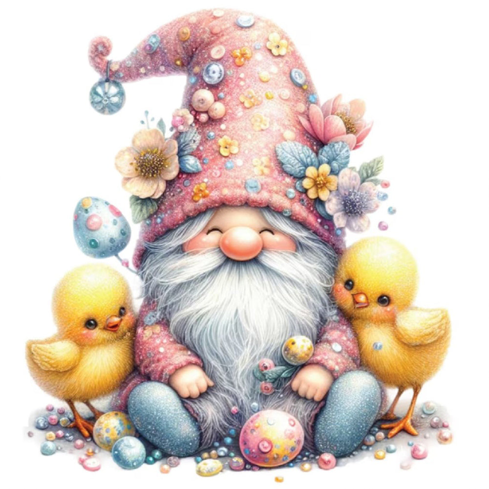 Diamond Painting - Full Round - Beautiful gnome and chick (30*30CM)