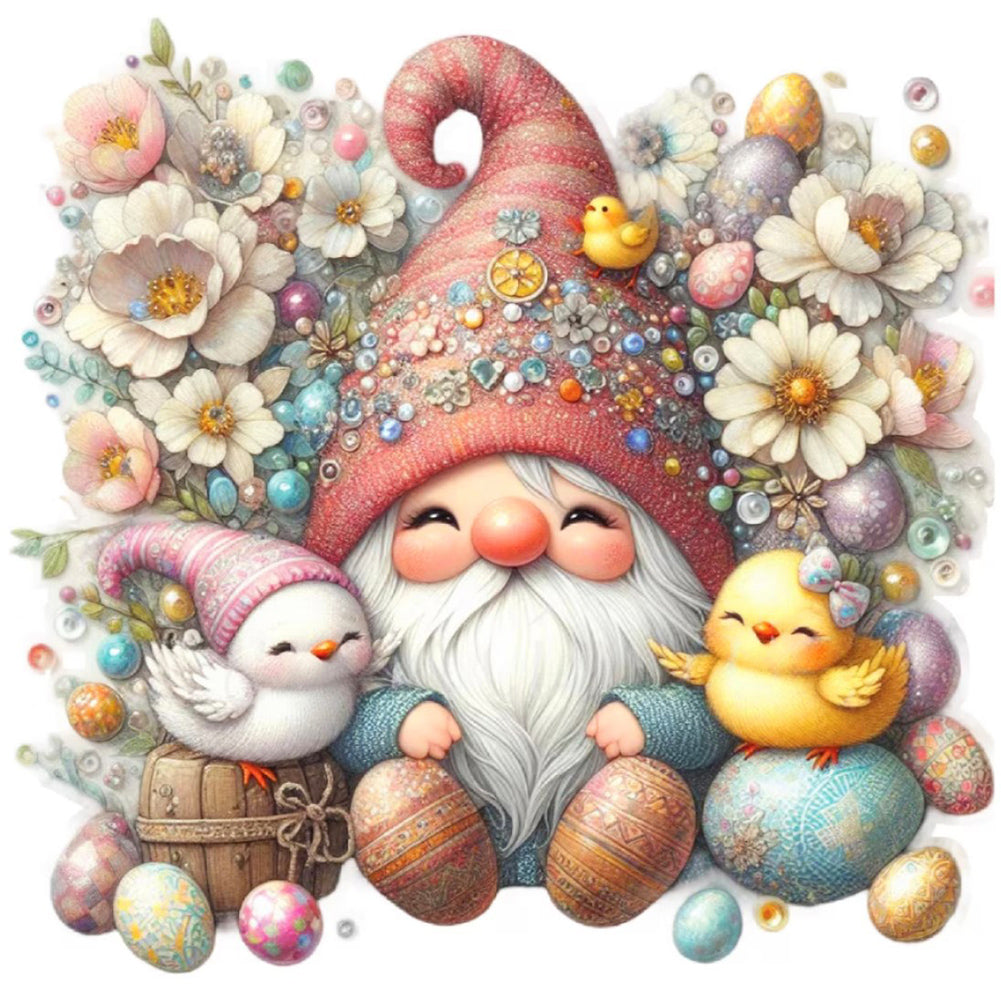 Diamond Painting - Full Round - Beautiful gnome and chick (30*30CM)