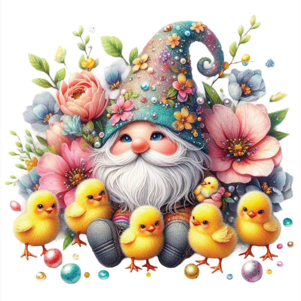 Diamond Painting - Full Round - Beautiful gnome and chick (30*30CM)