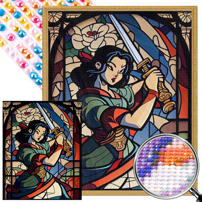 AB Diamond Painting - Full Round - Sword Girl Glass Art (40*50CM)