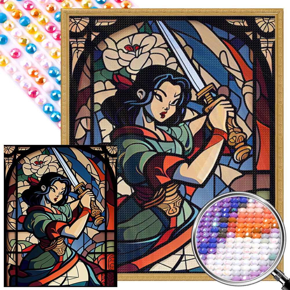 AB Diamond Painting - Full Round - Sword Girl Glass Art (40*50CM)