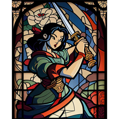 AB Diamond Painting - Full Round - Sword Girl Glass Art (40*50CM)
