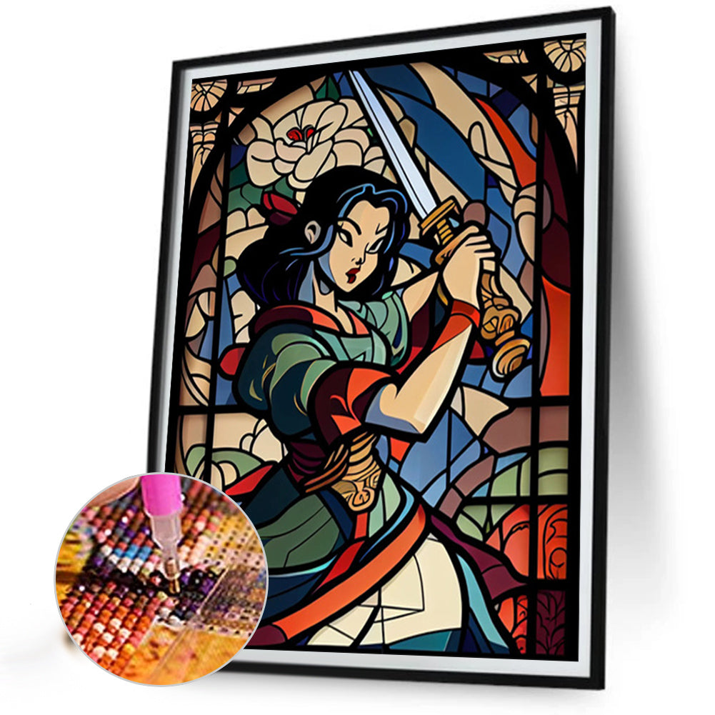 AB Diamond Painting - Full Round - Sword Girl Glass Art (40*50CM)