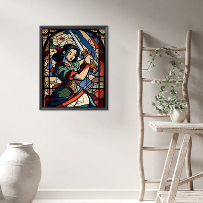 AB Diamond Painting - Full Round - Sword Girl Glass Art (40*50CM)
