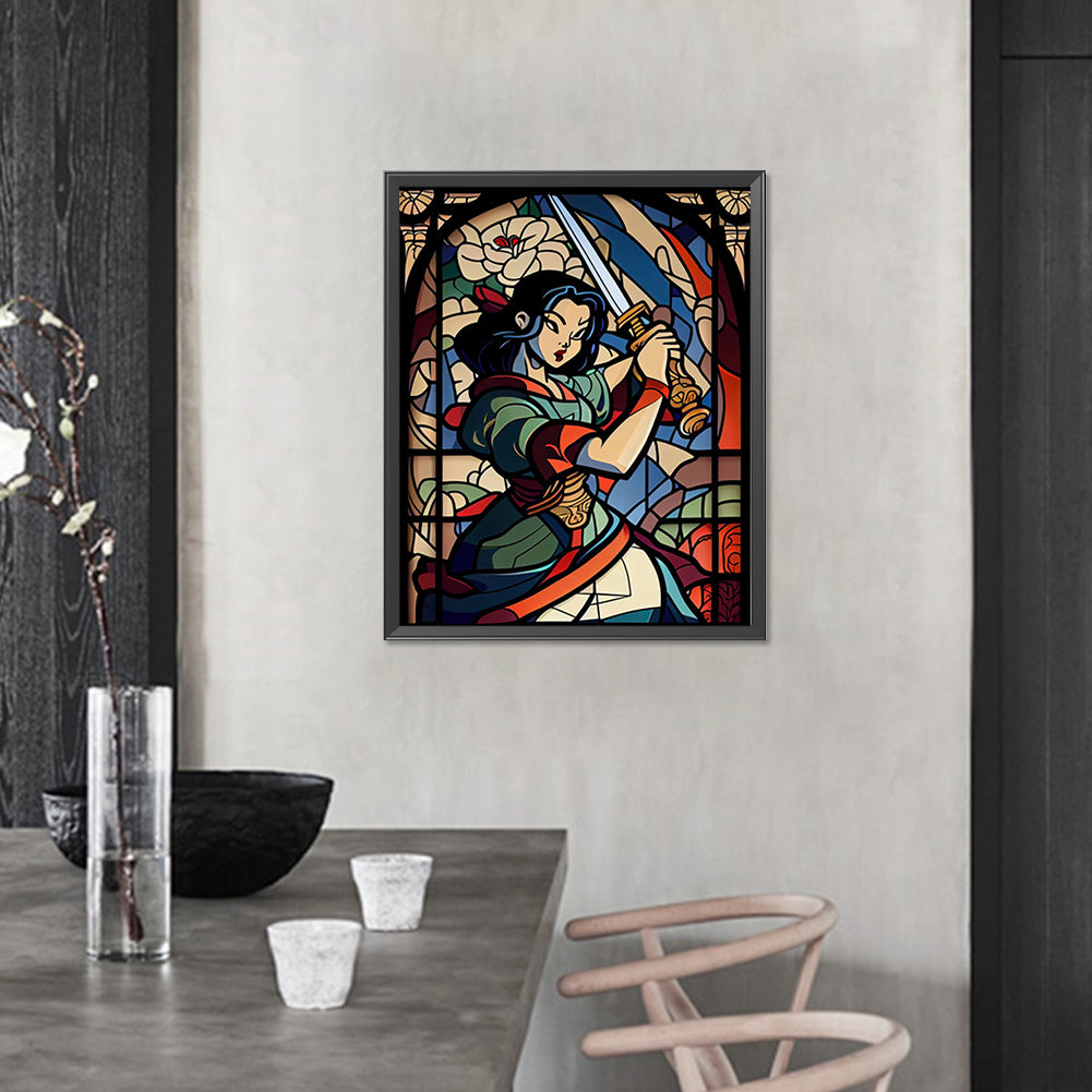 AB Diamond Painting - Full Round - Sword Girl Glass Art (40*50CM)