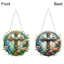 Load image into Gallery viewer, Sun Catcher 5D DIY Diamond Painting Dots Pendant for Office Decor (Flower Cross)
