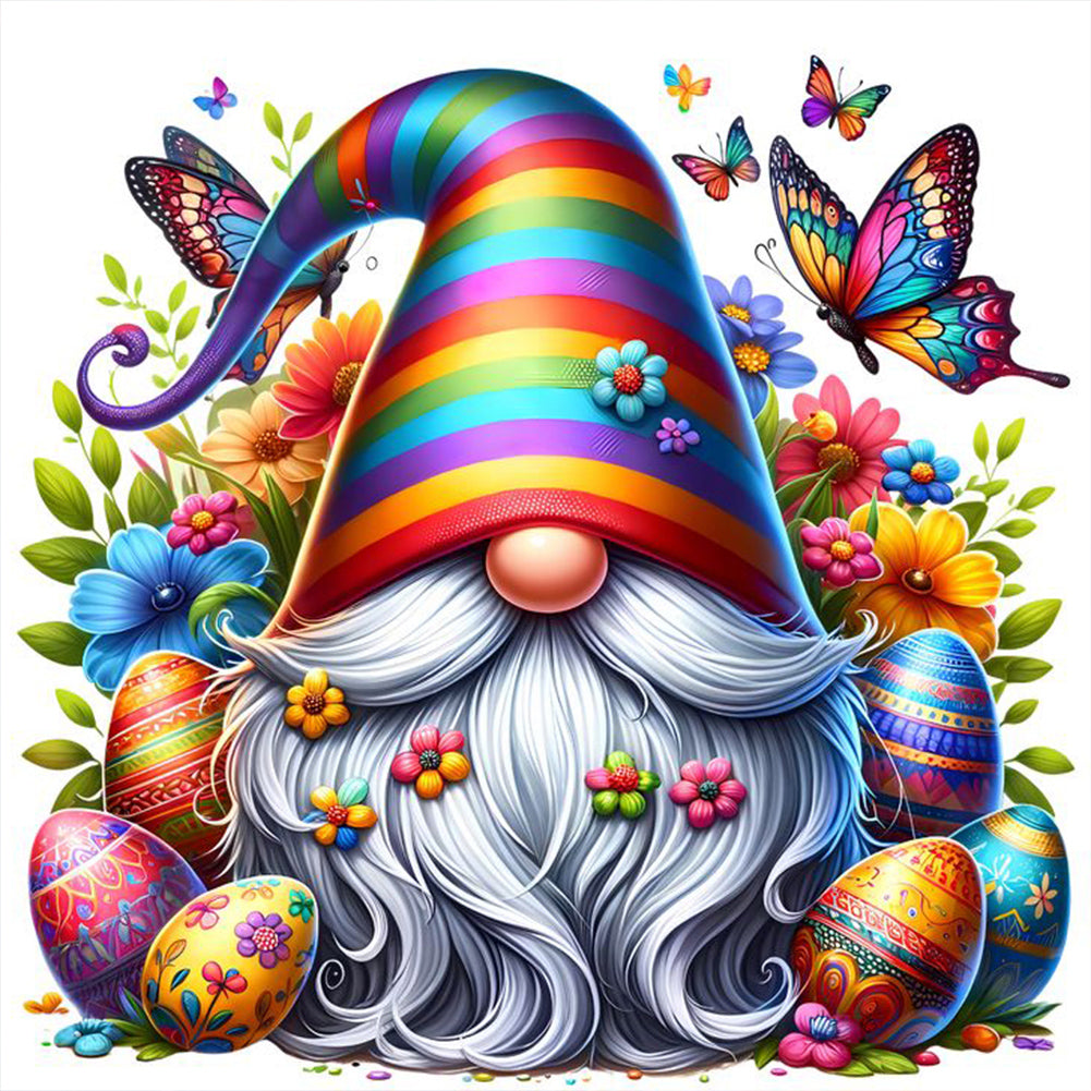 Diamond Painting - Full Round - Colorful gnomes and Easter eggs (30*30CM)
