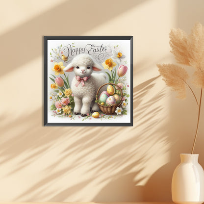 Diamond Painting - Full Round - Happy Easter cute little lamb (30*30CM)