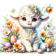 Load image into Gallery viewer, Diamond Painting - Full Round - little lamb among flowers (30*30CM)
