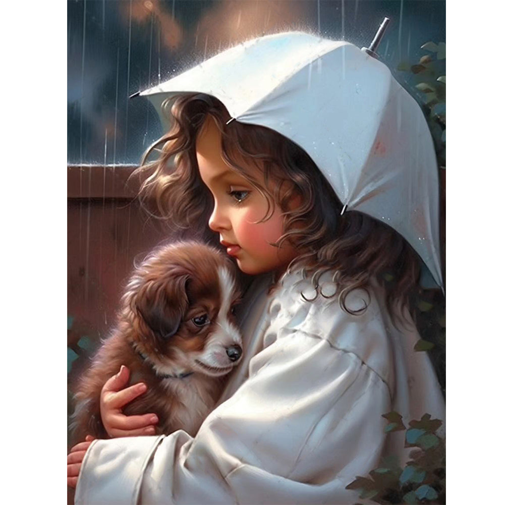 Diamond Painting - Full Round - little girl holding umbrella (30*40CM)