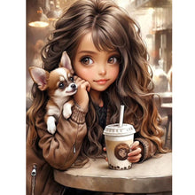 Load image into Gallery viewer, Diamond Painting - Full Round - little girl drinking milk tea (30*40CM)
