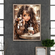 Load image into Gallery viewer, Diamond Painting - Full Round - little girl drinking milk tea (30*40CM)

