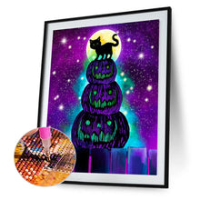 Load image into Gallery viewer, Diamond Painting - Full Round - Pumpkin lantern and black cat (40*50CM)
