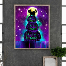 Load image into Gallery viewer, Diamond Painting - Full Round - Pumpkin lantern and black cat (40*50CM)
