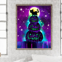 Load image into Gallery viewer, Diamond Painting - Full Round - Pumpkin lantern and black cat (40*50CM)
