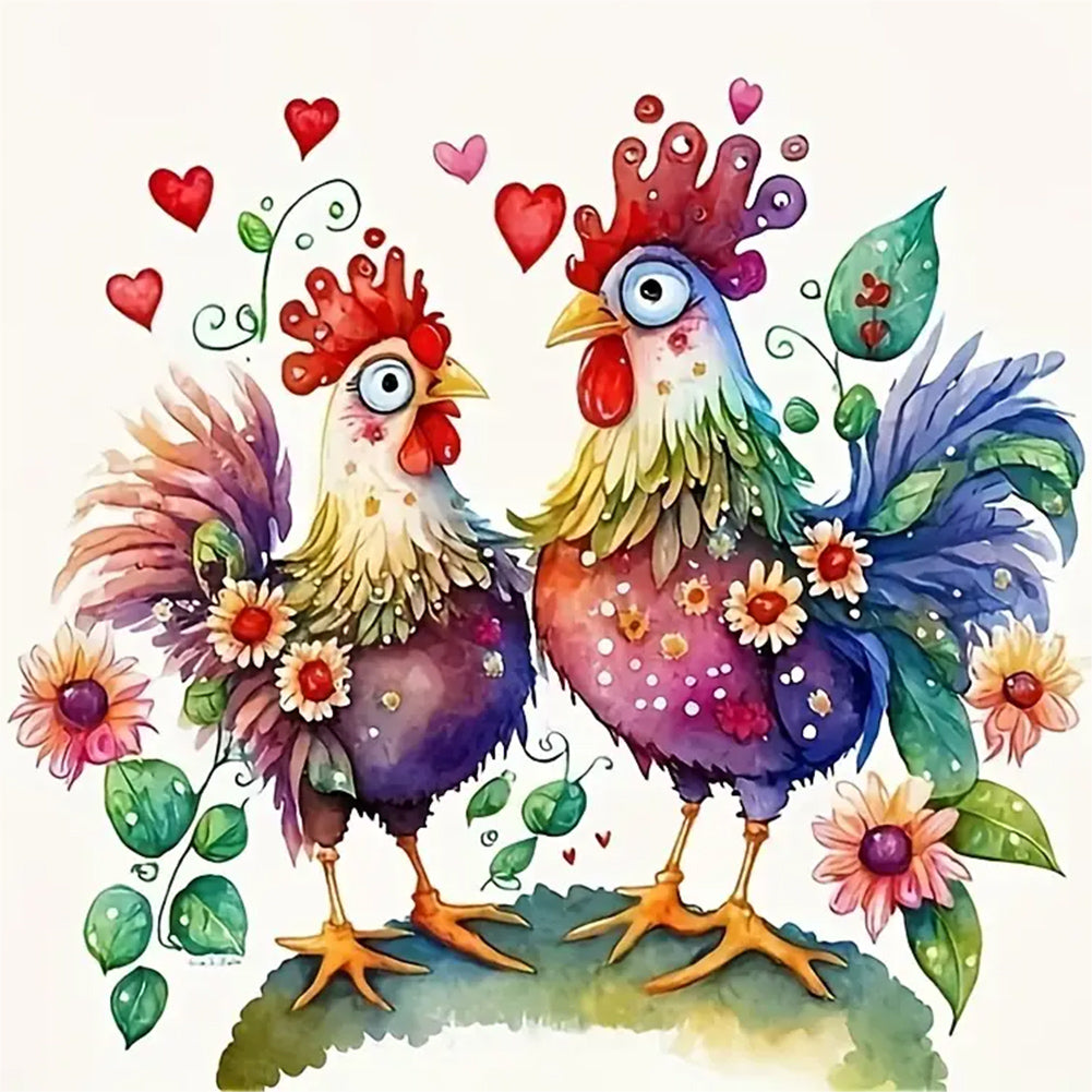 Diamond Painting - Full Round - funny chicken (40*40CM)