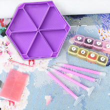 Load image into Gallery viewer, Large Capacity DIY Hexagonal Diamond Painting Tray Kit with Spoon Brush (Purple)
