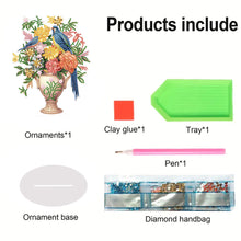 Load image into Gallery viewer, Acrylic Bird Flower Vase Desktop Diamond Painting Art Kits for Home Office Decor
