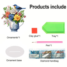 Load image into Gallery viewer, Acrylic Bird Flower Vase Desktop Diamond Painting Art Kits for Home Office Decor
