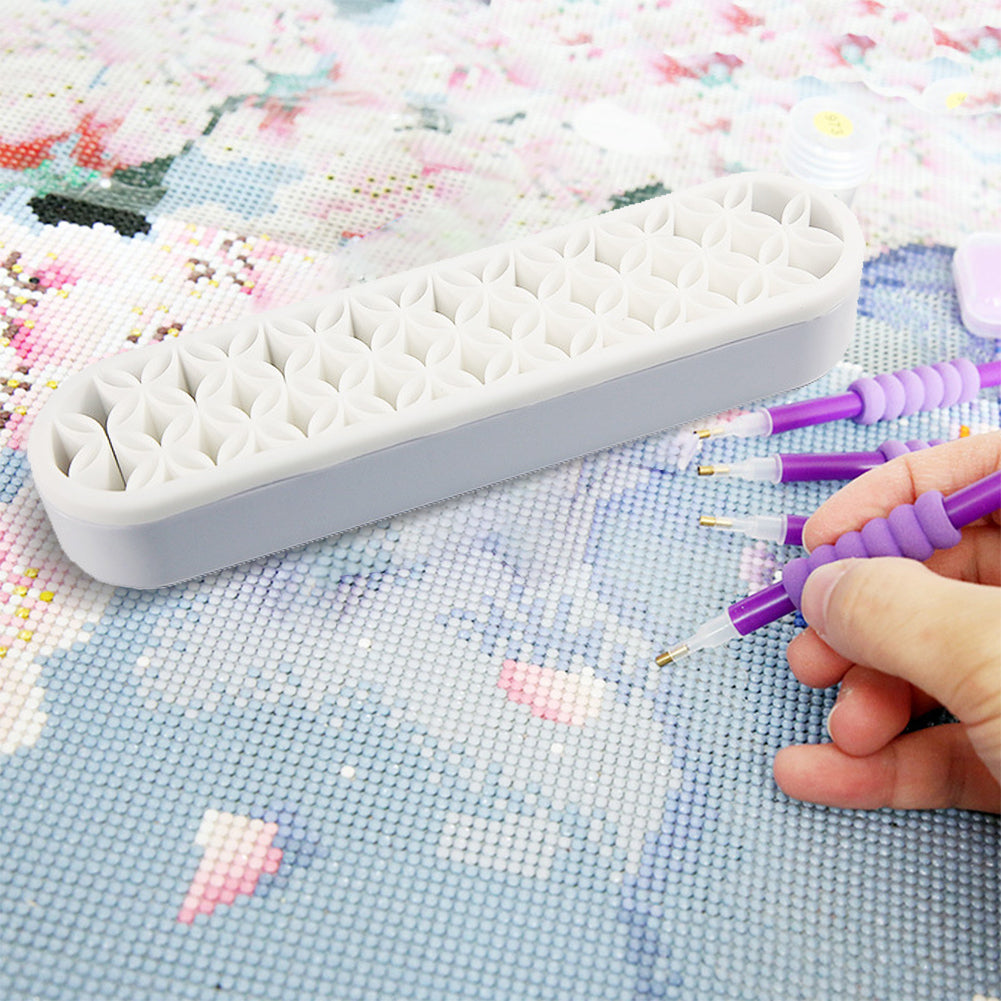 Diamond Painting Pen Holder Cosmetic Storage Box Desktop Brush Holder (White)