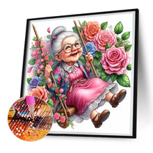 Load image into Gallery viewer, Diamond Painting - Full Round - Happy old lady on swing (30*30CM)

