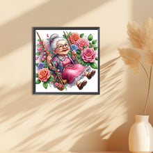 Load image into Gallery viewer, Diamond Painting - Full Round - Happy old lady on swing (30*30CM)
