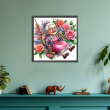 Load image into Gallery viewer, Diamond Painting - Full Round - Happy old lady on swing (30*30CM)
