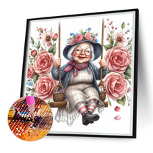 Load image into Gallery viewer, Diamond Painting - Full Round - Happy old lady on swing (30*30CM)

