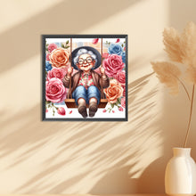 Load image into Gallery viewer, Diamond Painting - Full Round - Happy old lady on swing (30*30CM)
