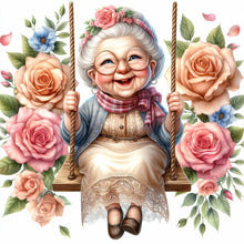 Load image into Gallery viewer, Diamond Painting - Full Round - Happy old lady on swing (30*30CM)
