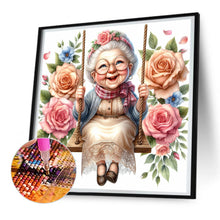 Load image into Gallery viewer, Diamond Painting - Full Round - Happy old lady on swing (30*30CM)
