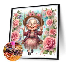 Load image into Gallery viewer, Diamond Painting - Full Round - Happy old lady on swing (30*30CM)
