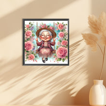 Load image into Gallery viewer, Diamond Painting - Full Round - Happy old lady on swing (30*30CM)
