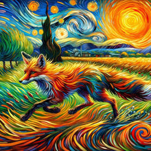 Load image into Gallery viewer, Diamond Painting - Full Round - The running fox in Van Gogh&#39;s eyes (30*30CM)
