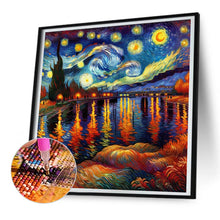 Load image into Gallery viewer, Diamond Painting - Full Round - Lake under the stars in Van Gogh&#39;s eyes (30*30CM)
