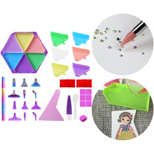 Load image into Gallery viewer, Diamond Painting Tool Accessory Tray Kit with Brush Spoon Glue Clays (Set 3)

