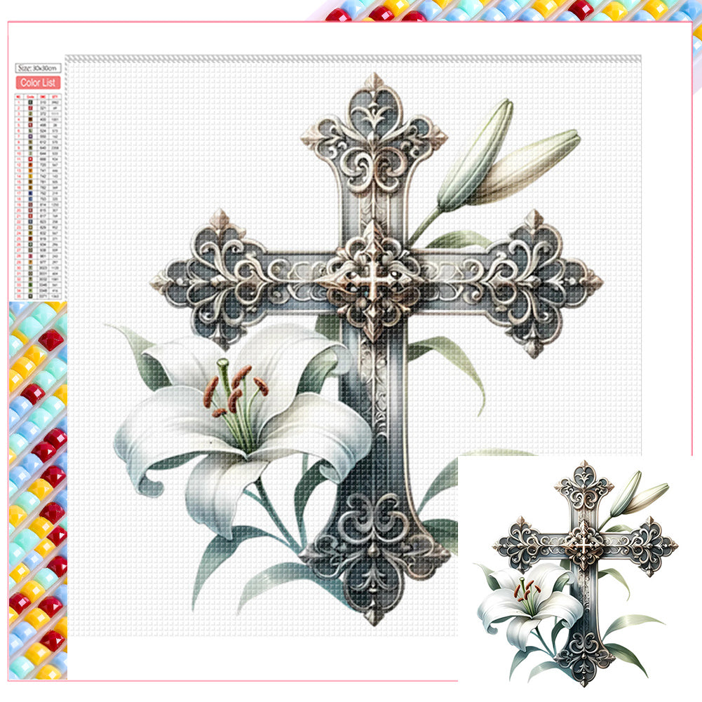 Diamond Painting - Full Square - cross lily (30*30CM)